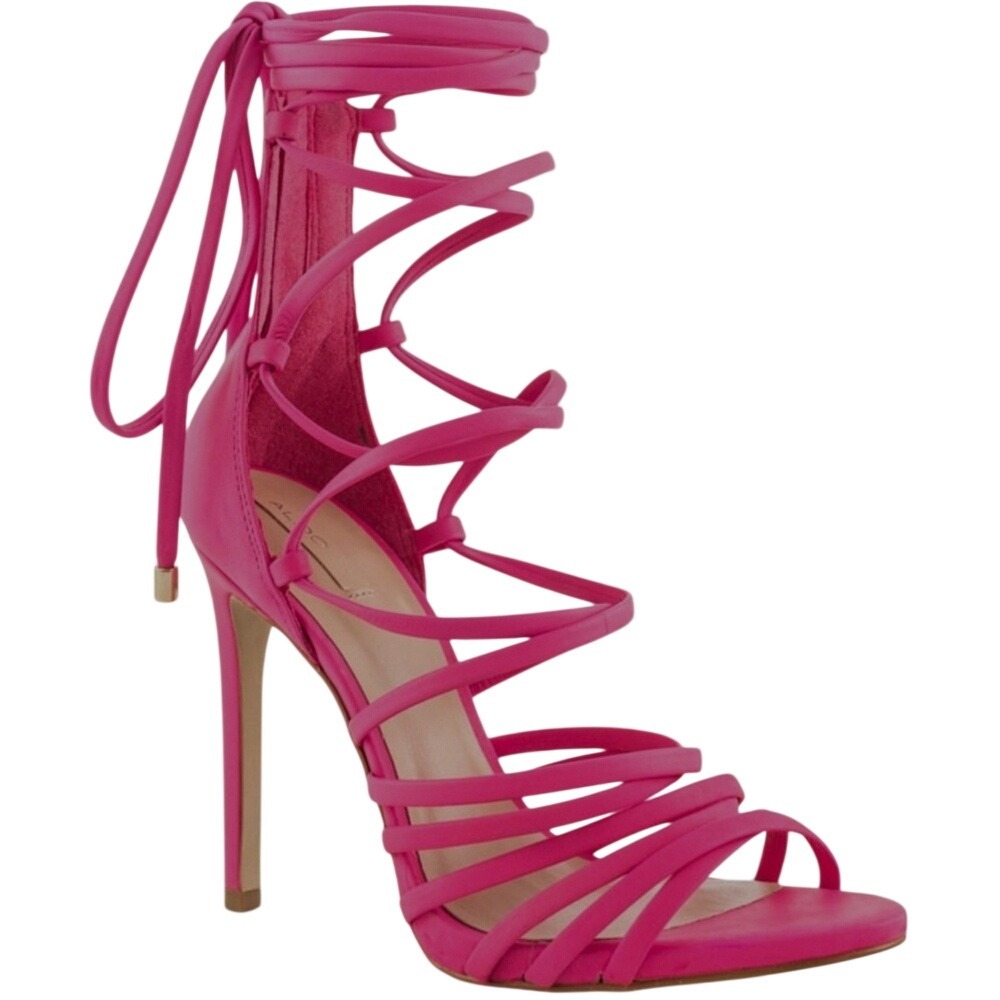 Aldo Hot Bright Pink Strappy Lace Up Gladiator Stiletto Heels Size 5